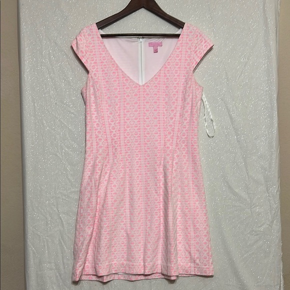 Lilly Pulitzer Dresses & Skirts - Lilly Pulitzer Gorgeous Pink Stripe and Lace Dress. Size large